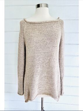 DONNA KARAN Linen Blend Sweater - Sand - S